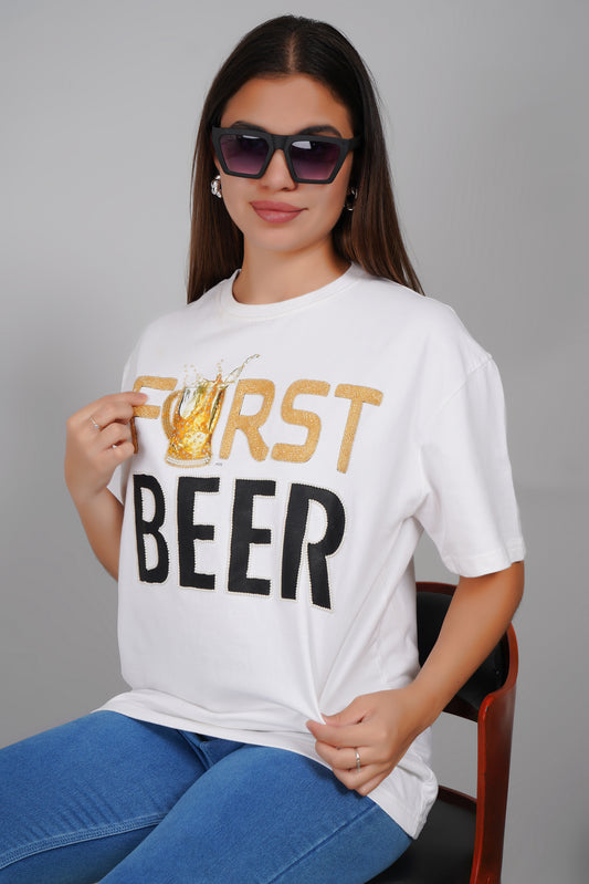 First Beer Premium Unisex Oversized T-shirts