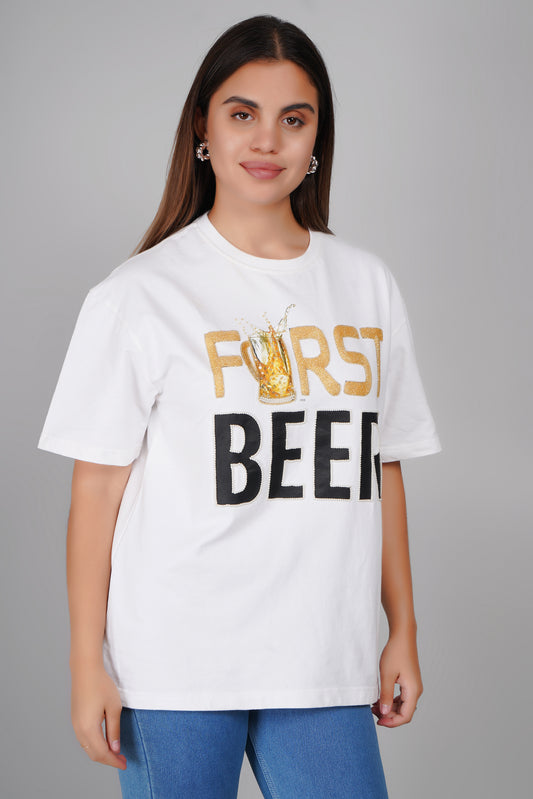 First Beer Premium Unisex Oversized T-shirts